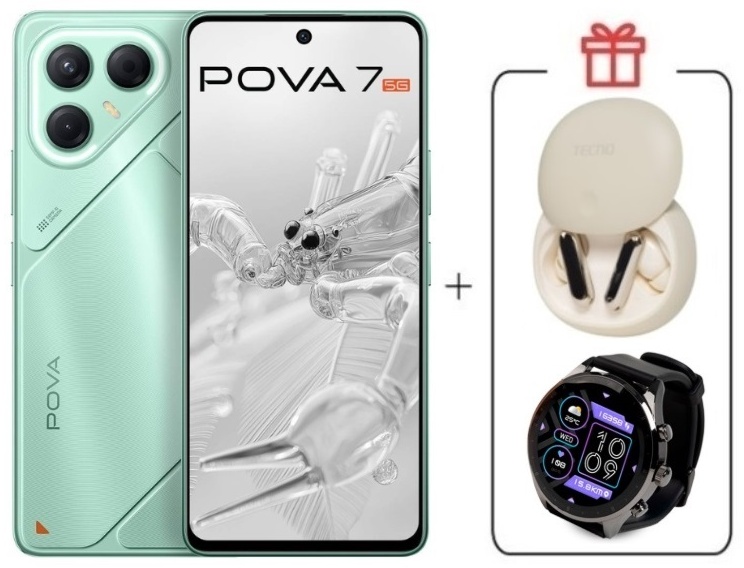 Смартфон TECNO Pova 7 8 ГБ/128 ГБ зеленый + подарок