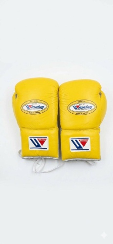 Боксерские перчатки Winning 12 oz серый, желтый