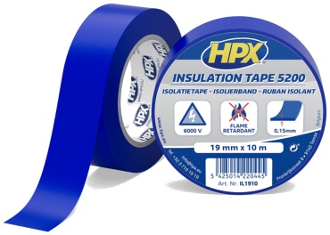 Изолента HPX ПВХ цвет синий, 10 м х 19 мм, 1 шт.