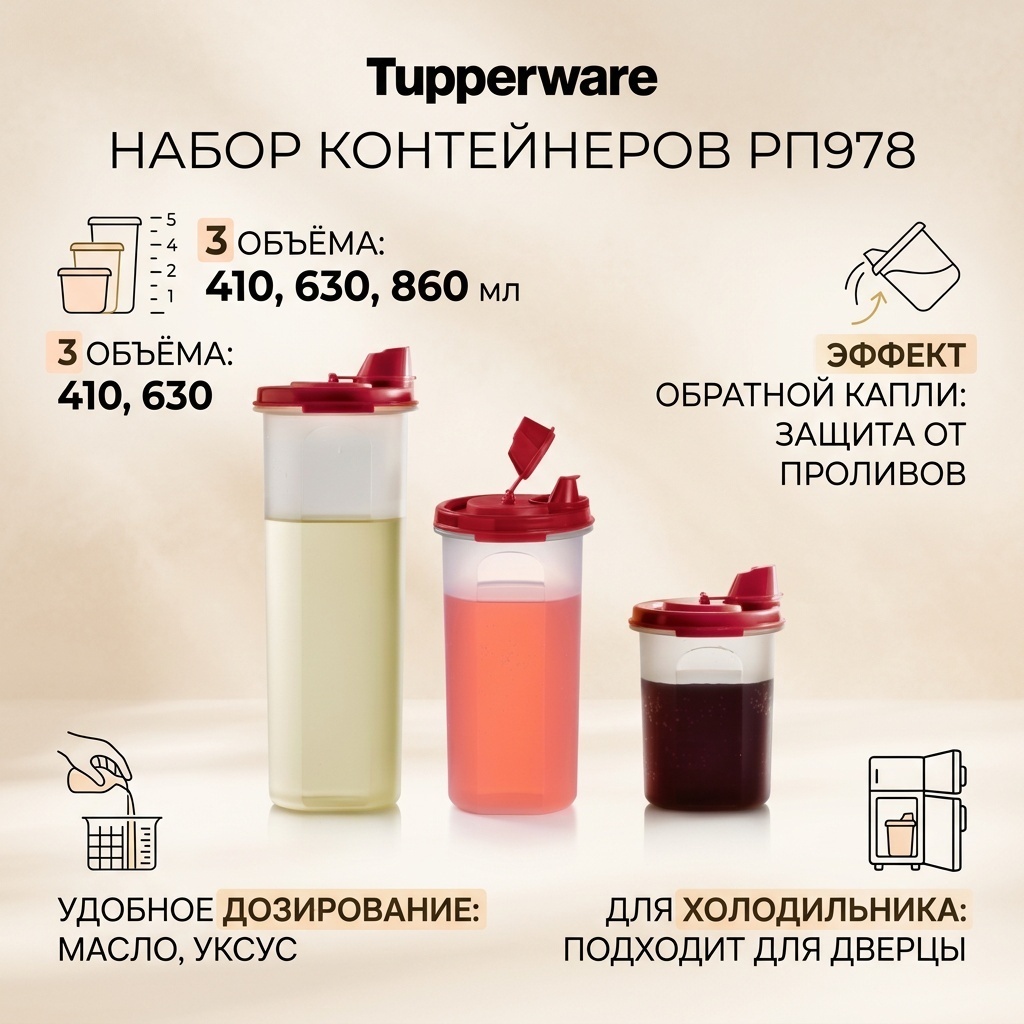 Tupperware набор контейнеров РП978, полипропилен