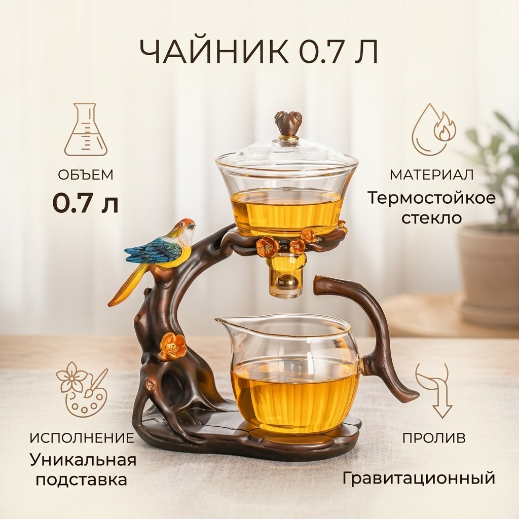 Чайник 30365682_852031172 0.7 л, стекло