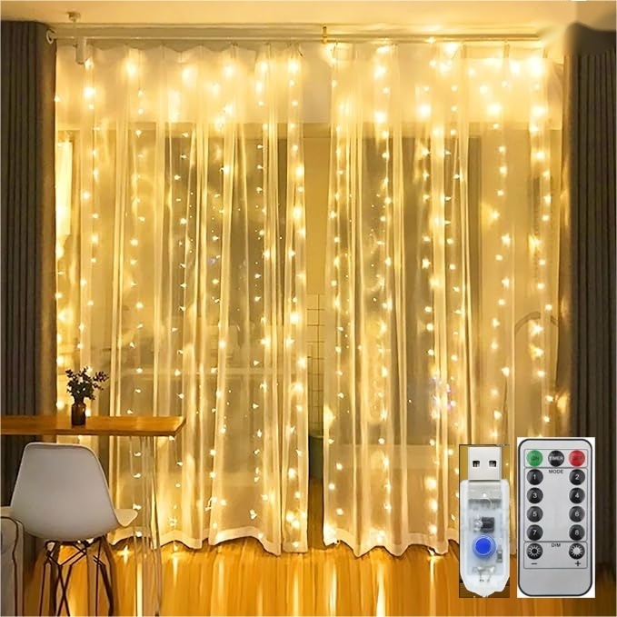 Электрогирлянда Водопад, штора Led Light цвет свечения теплый белый 3 м
