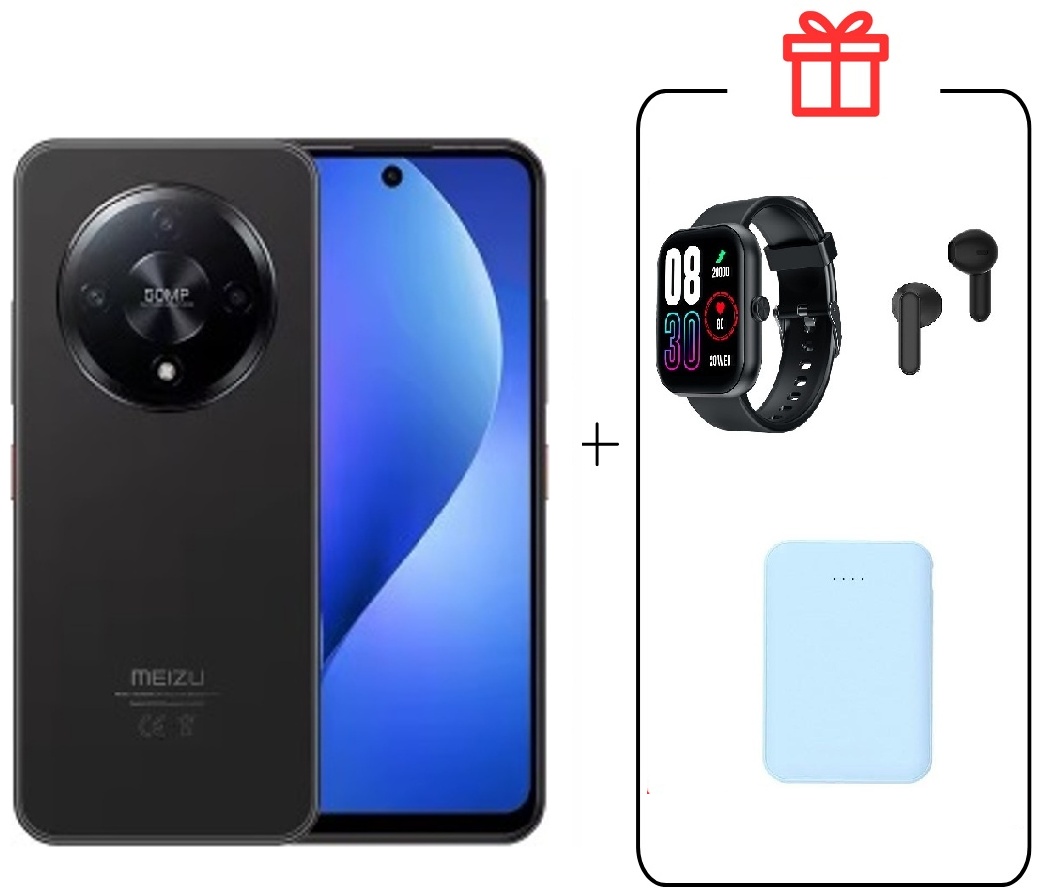 Смартфон Meizu Mblu 22 Рго 8/256GB черный + Смарт-часы XW1 + Внешний аккумулятор XPOWER GO 5000 мАч + buds T01 8 ГБ/256 ГБ черный