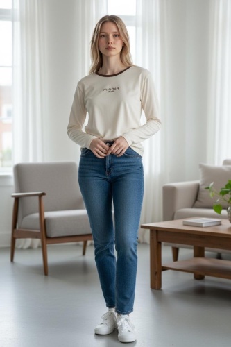 Лонгслив FASHION белый, коричневый