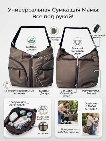 Сумка Baby store Коричневая сумка для мамы коричневый