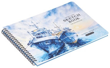Скетчбук для акварели 20л., 260190 Greenwich Line "Navy ships", на гребне, 200г/м2