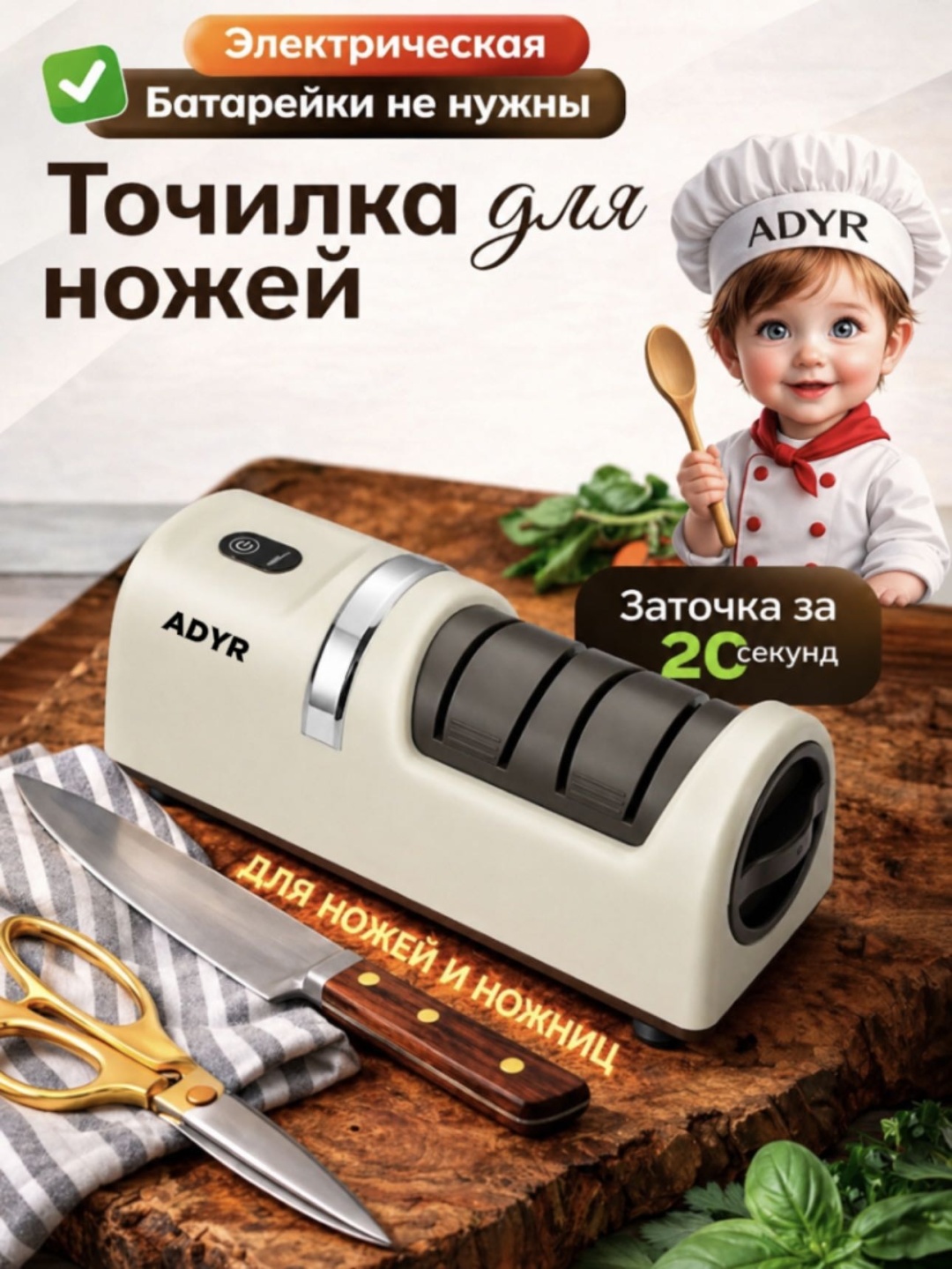 ADYR электрическая точилка ADYR-3-В-1, синтетический алмаз