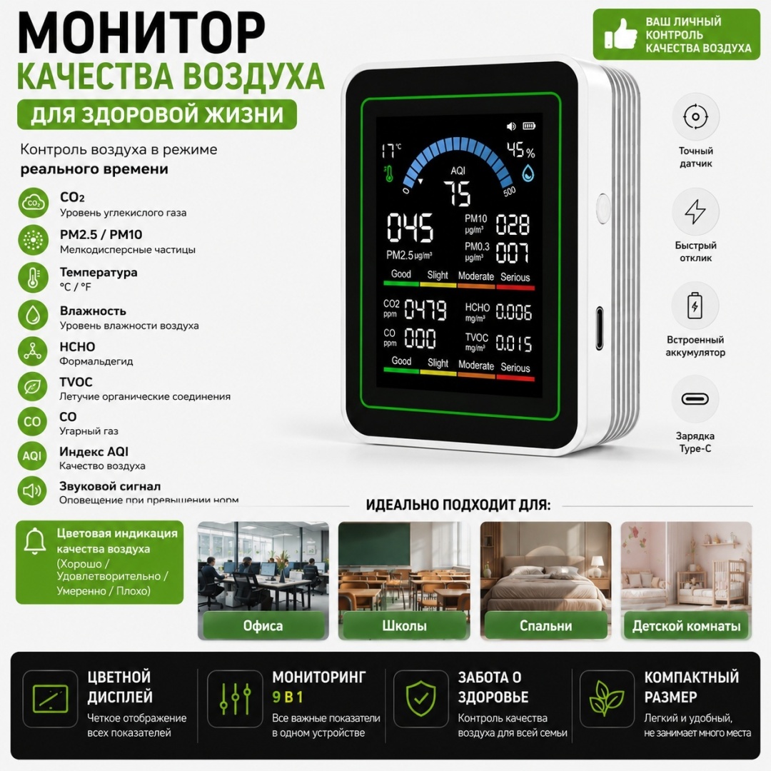 Многофункциональный датчик 9v1-CO-CO2, экосистема: не поддерживается