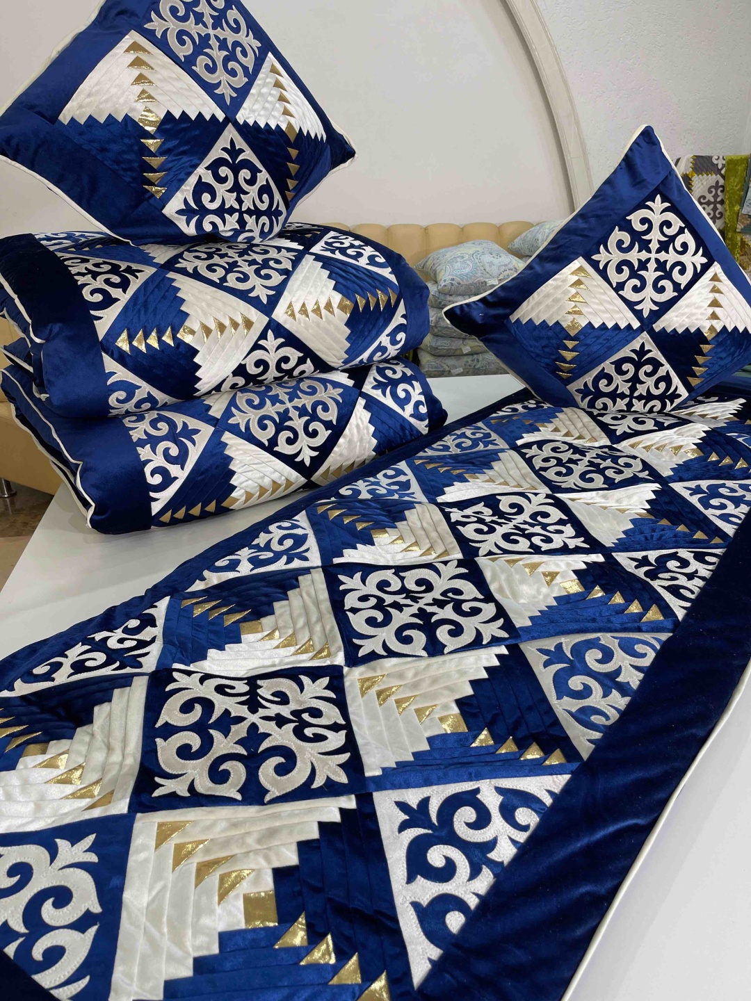 Комплект корпе с подушками 230x80 см, вата, синий