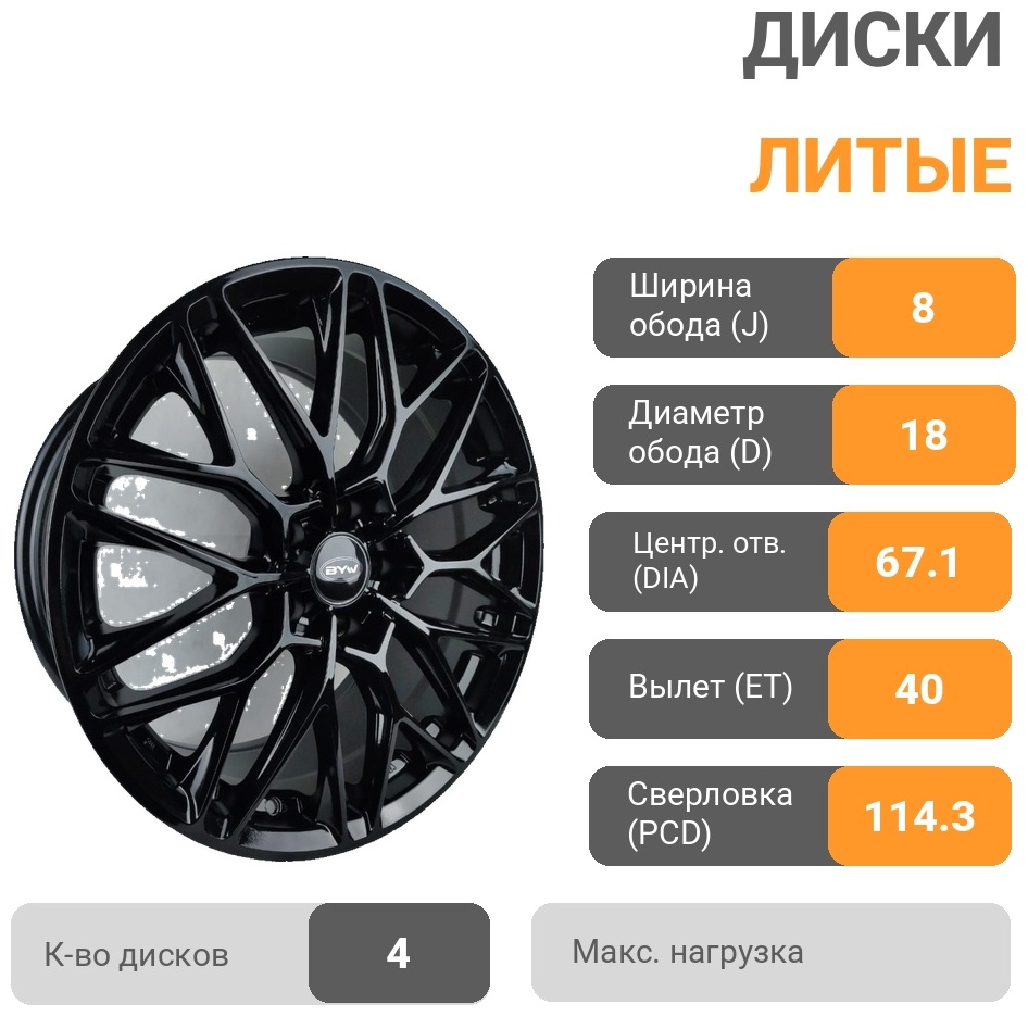 Sakura Wheels 8122 8x18/5x114.3 D67.1 ET40 4 диска черный