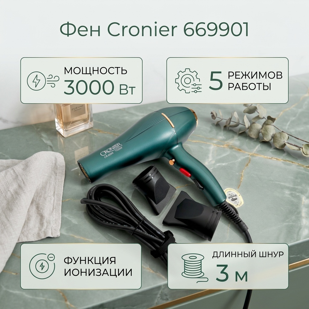 Cronier 669901 фен зеленый