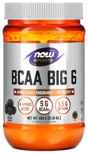 BCAA NOW Sports, BCAA Big 6, натуральный виноград, 600 г (21,16 унции) виноград