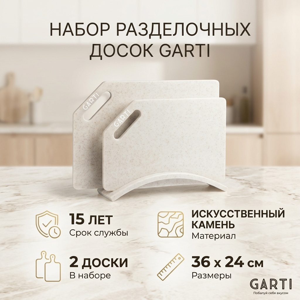 Garti разделочная доска Garti 1 шт, камень, искусственный камень