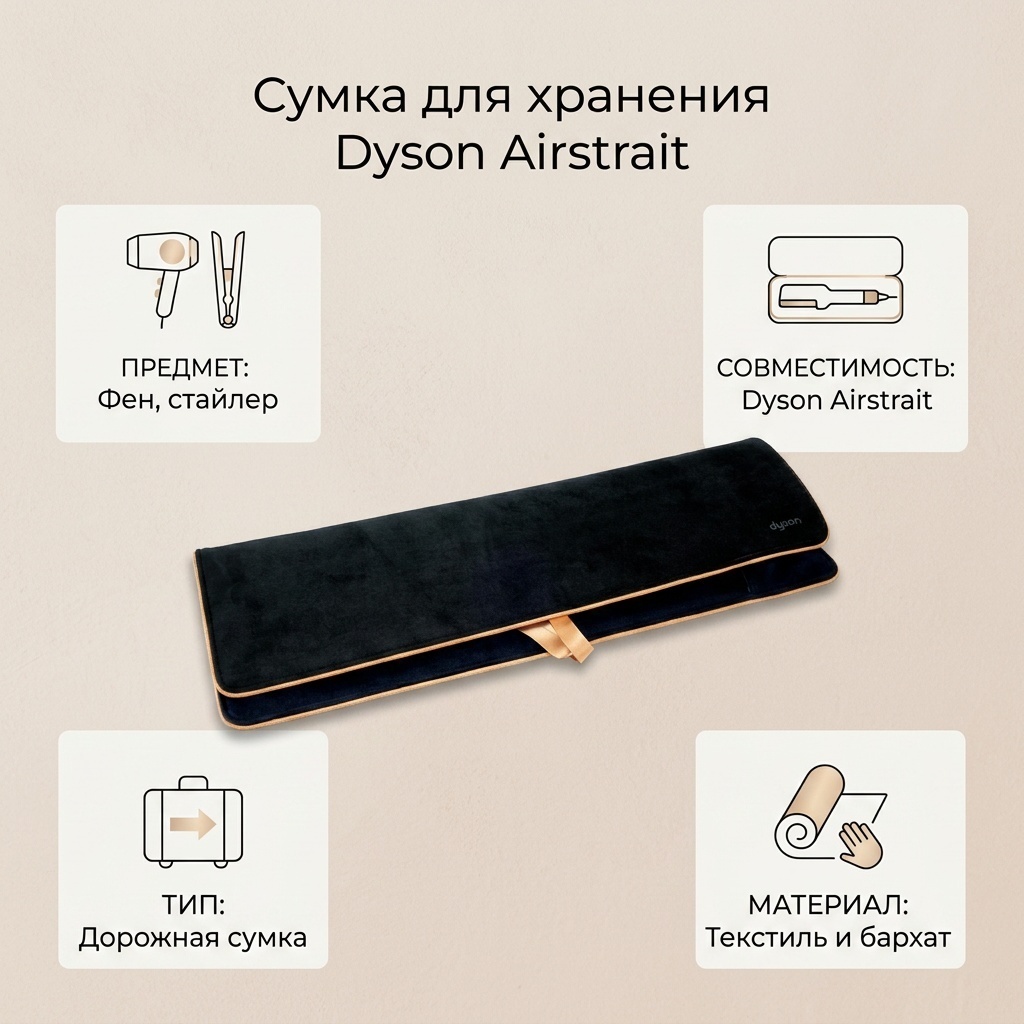 Dyson сумка для хранения фена и стайлера текстиль, бархат