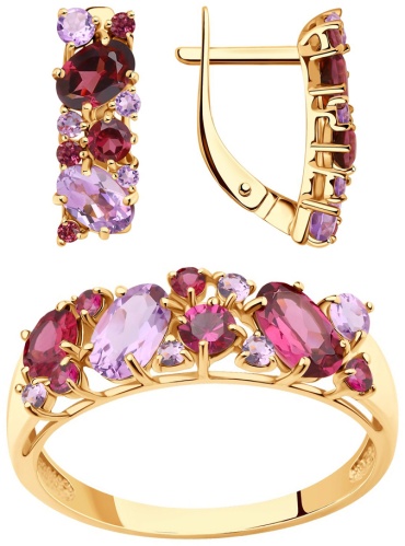 SOKOLOV SET-7G0RTB вес 4.73 г золото, аметист, родолит