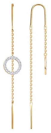 Серьги-цепочки Diamant A51-223-00451-1C вес 1.45 г золото, бриллиант