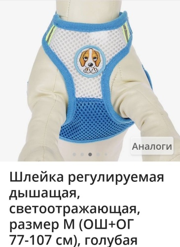 Пижон шлейка для прогулки M голубой