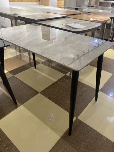 Обеденный стол 30089361_713G, 130х70x75 см, керамогранит, черный, серый