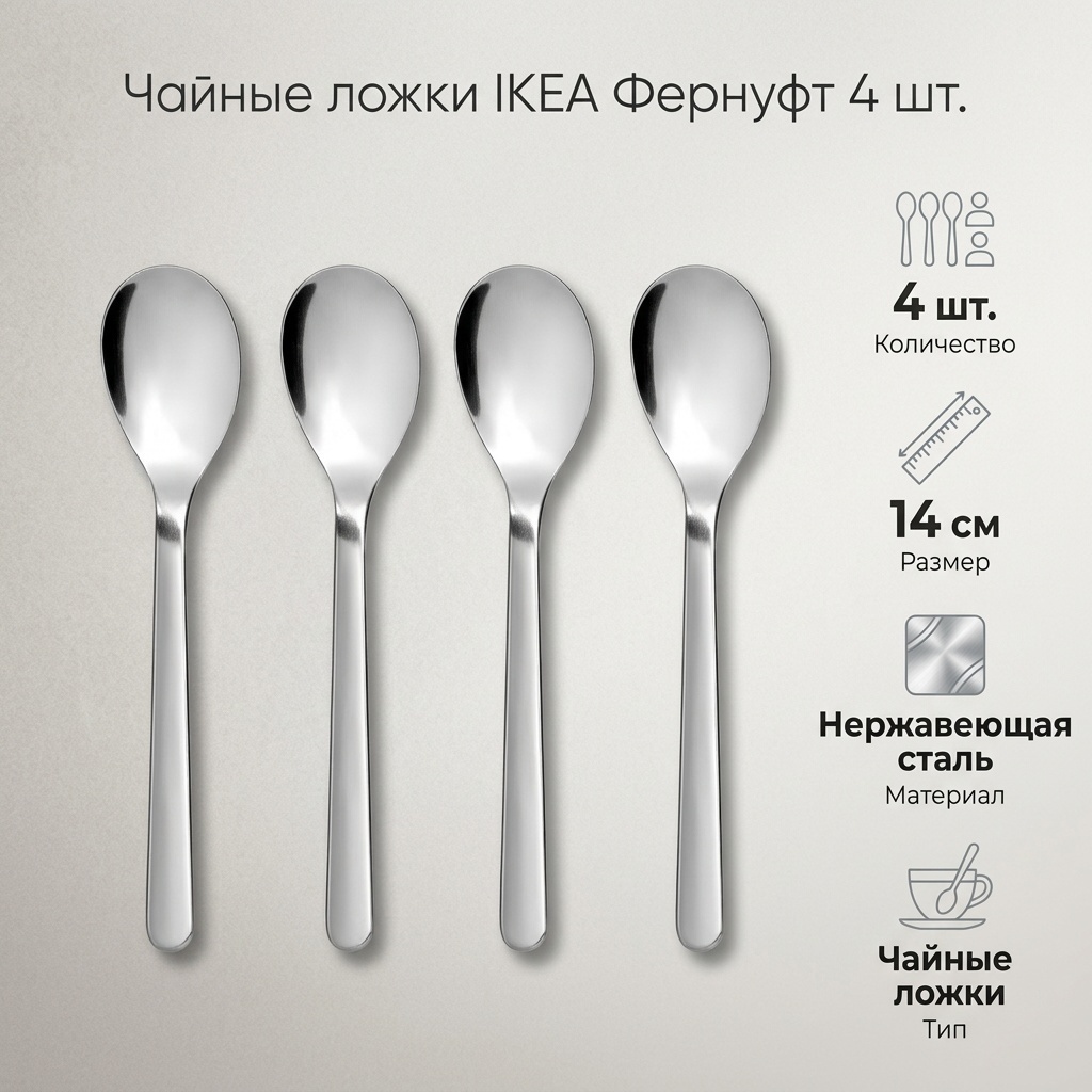 Ложка IKEA 4 шт, серебристый Фернуфт 60428481