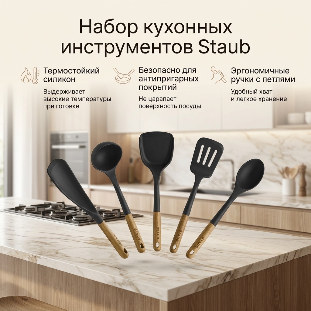 Набор кухонных инструментов Staub силикон, 5 шт