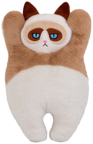 Мягкая игрушка СмолТойс Кот мем, высота 38 см, белый, коричневый