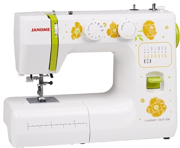 Швейная машина Janome Excellent Stitch-15A белый, зеленый, желтый
