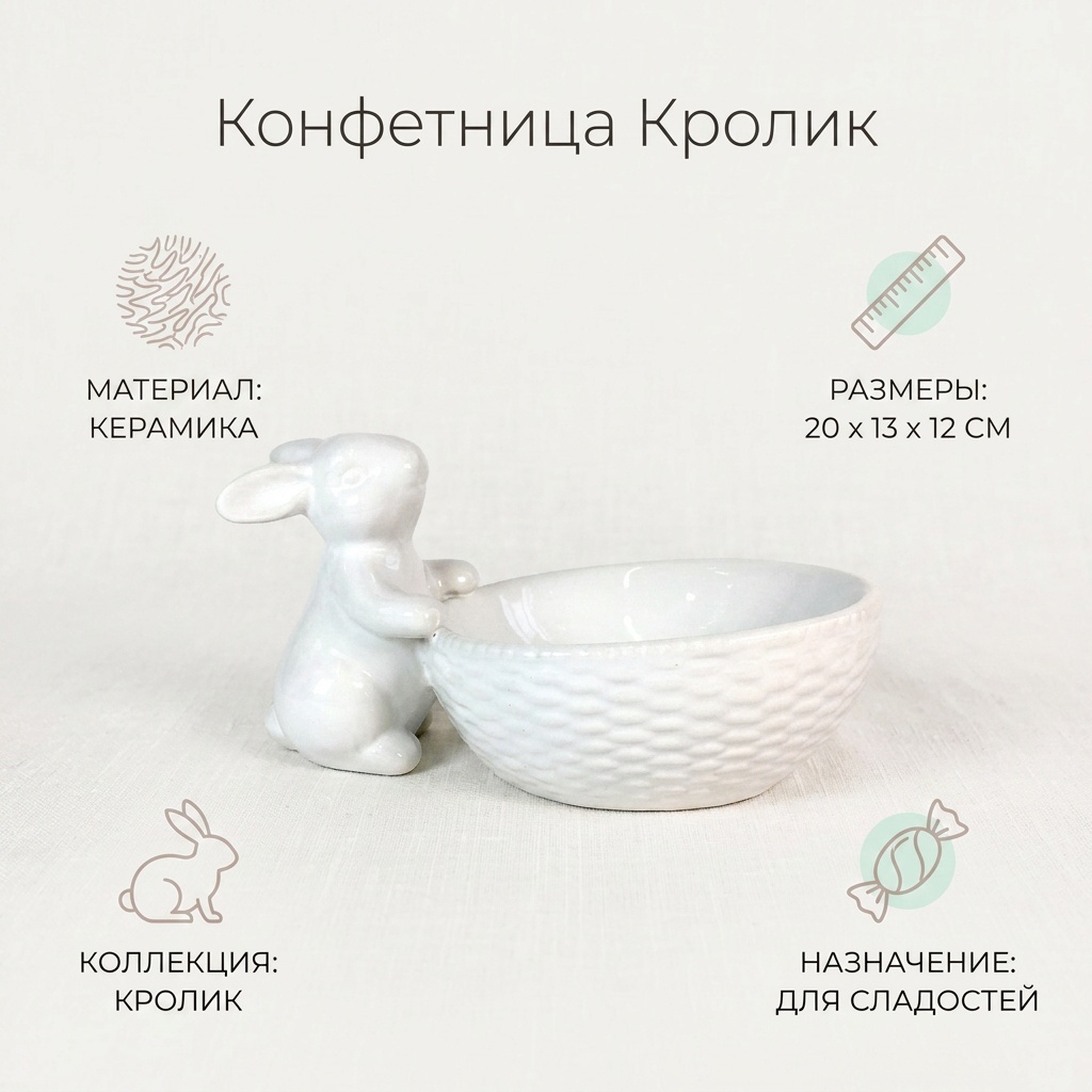 Конфетница Кролик 545442 фигурная 1 шт