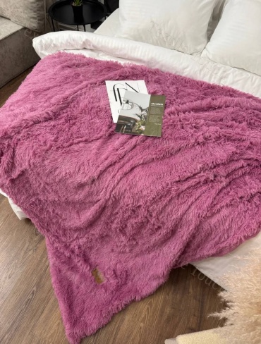 Плед Home Textile 873DF 200х220 см, искусственный мех, плюш, фуксия
