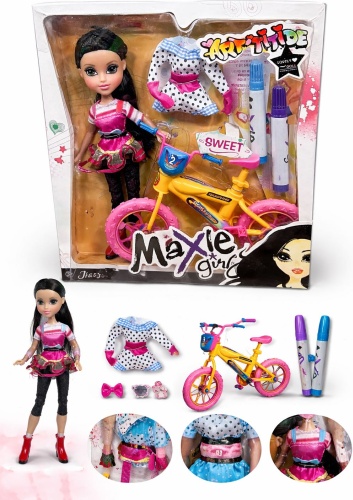 Кукла-модель Большеглазая кукла Moxie Girlz с велосипедом, фломастерами и аксессуарами 24 см