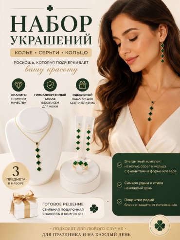 Комплект бижутерный сплав, фианит