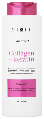 MIXIT MIXIT HAIR EXPERT COLLAGEN+KERATIN шампунь 400 мл