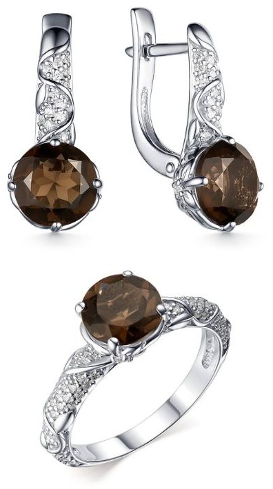 ZGOLD 4067 вес 6.44 г серебро, раухтопаз, фианит