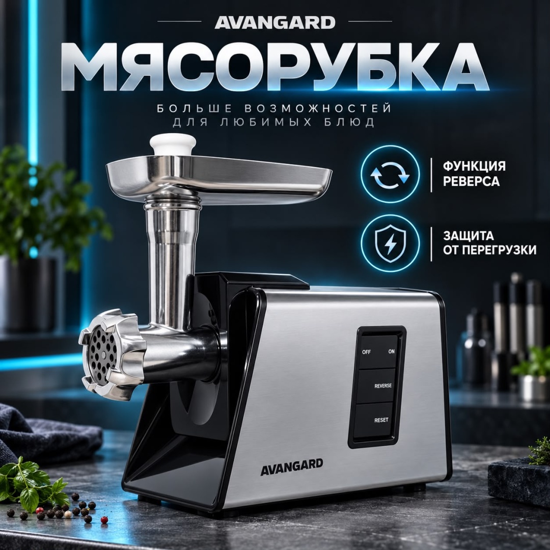 Мясорубка AVANGARD SM-G73 черно-серый