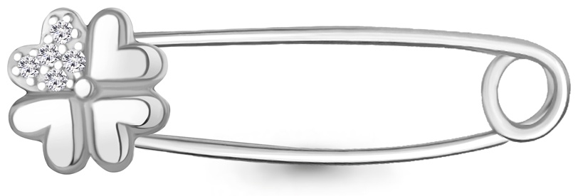 Брошь AQUAMARINE S77467АD вес 1.03 г серебро, фианит