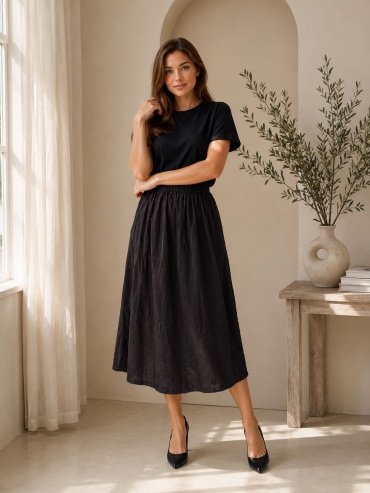 Широкая юбка FASHION черный, темно-коричневый