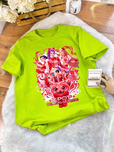 Футболка TMH_TREND.KZ Kpop demon hunters День святого валентина зеленый