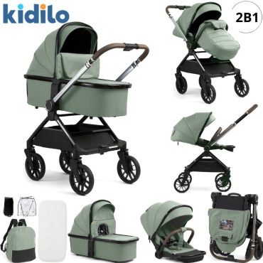 Коляска универсальная 2 в 1 Kidilo D900 (2в1, зеленый