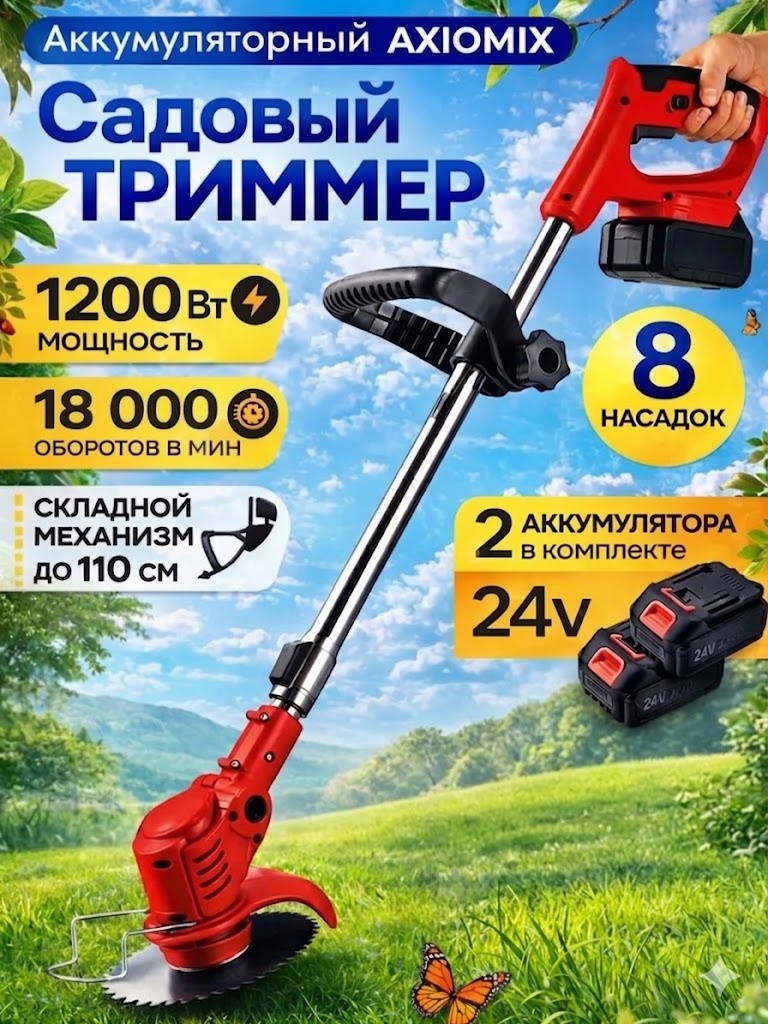 Триммер аккумуляторный AXIOMIX 783031978, нож