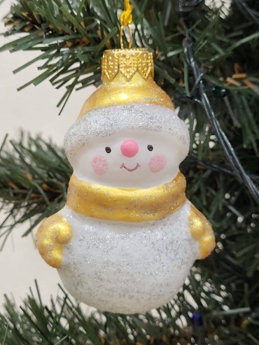 Candle Снеговик стекло 1 шт, белый, золотистый