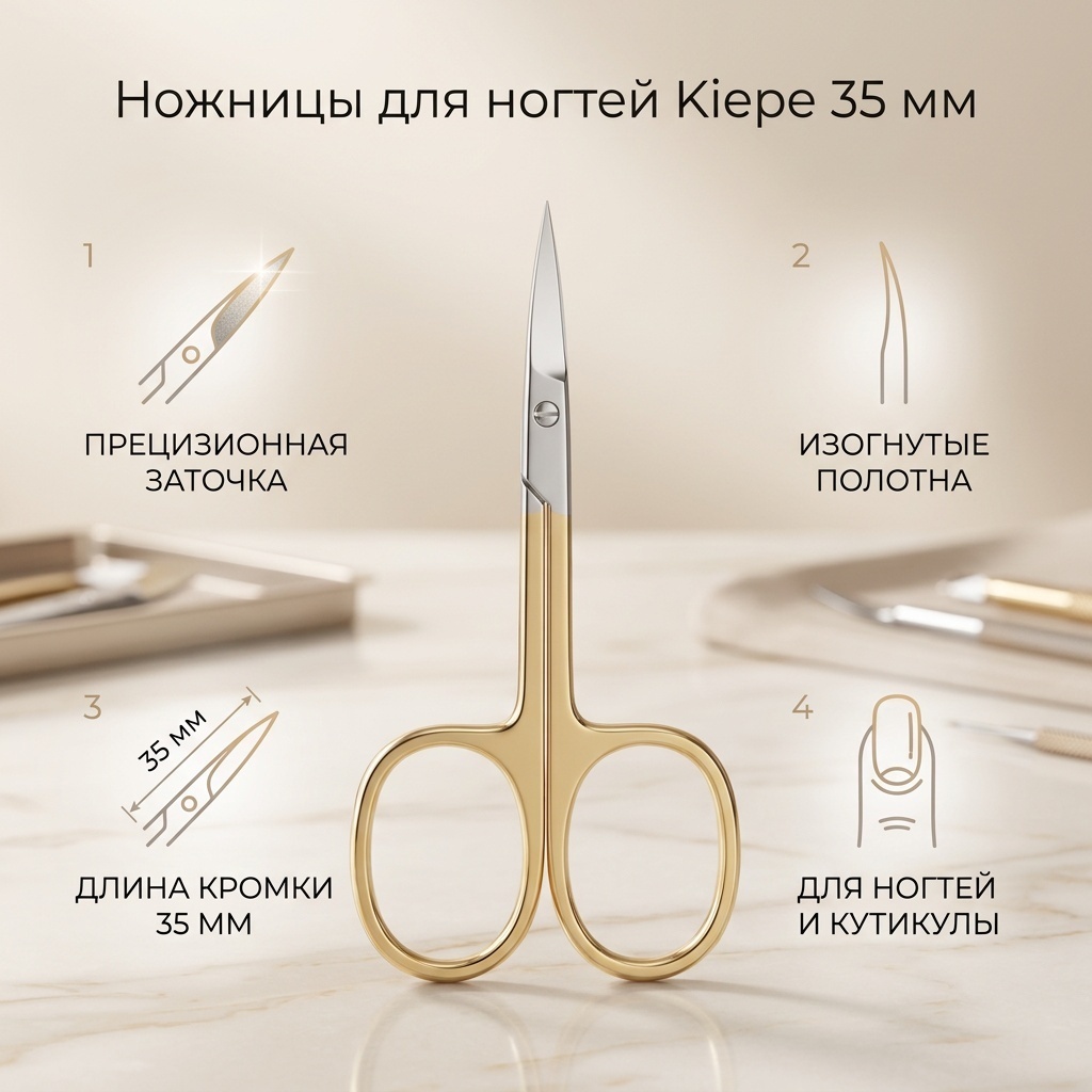 Kiepe маникюрные ножницы для ногтей с узким изогнутым полотном 35 мм