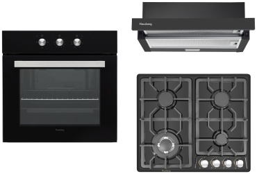 Hausberg HB-651BL + Встраиваемая духовка HBO-6503BL + Вытяжка HBCH-6100BL черный