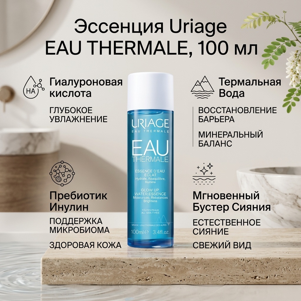 Эссенция EAU Thermale Урьяж для всех типов кожи с гиалуроновой кислотой, 100 мл