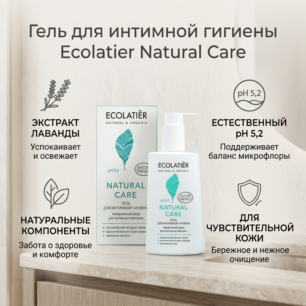 Ecolatier Natural care гель для интимной гигиены 250 мл