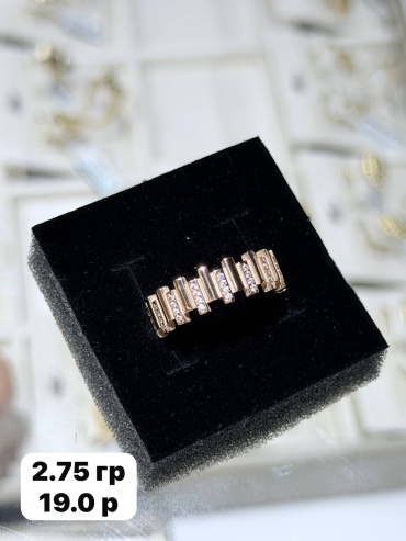 Кольцо NURSABI 28556 размер 19 вес 2.75 г золото, фианит