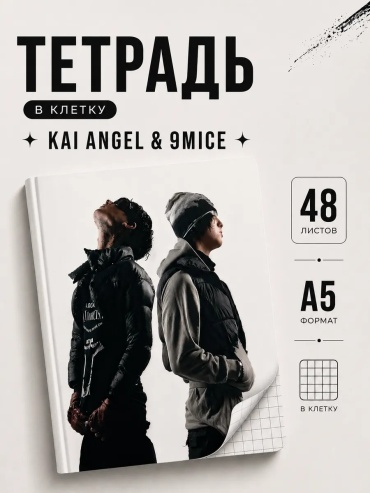 Школьная тетрадь Тетрадь в клетку формата А5 с 48 листами плотной бумаги и уникальным принтом мерча viperr kai angel, 48 л, А5, клетка, мягкая обложка, 1 шт