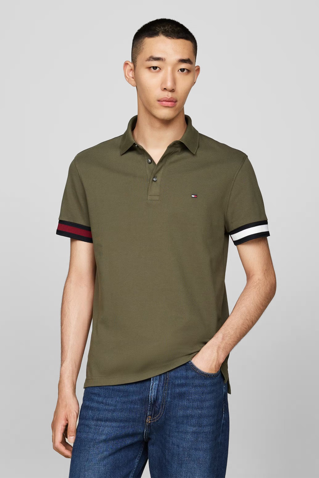 Поло Tommy Hilfiger оливковый