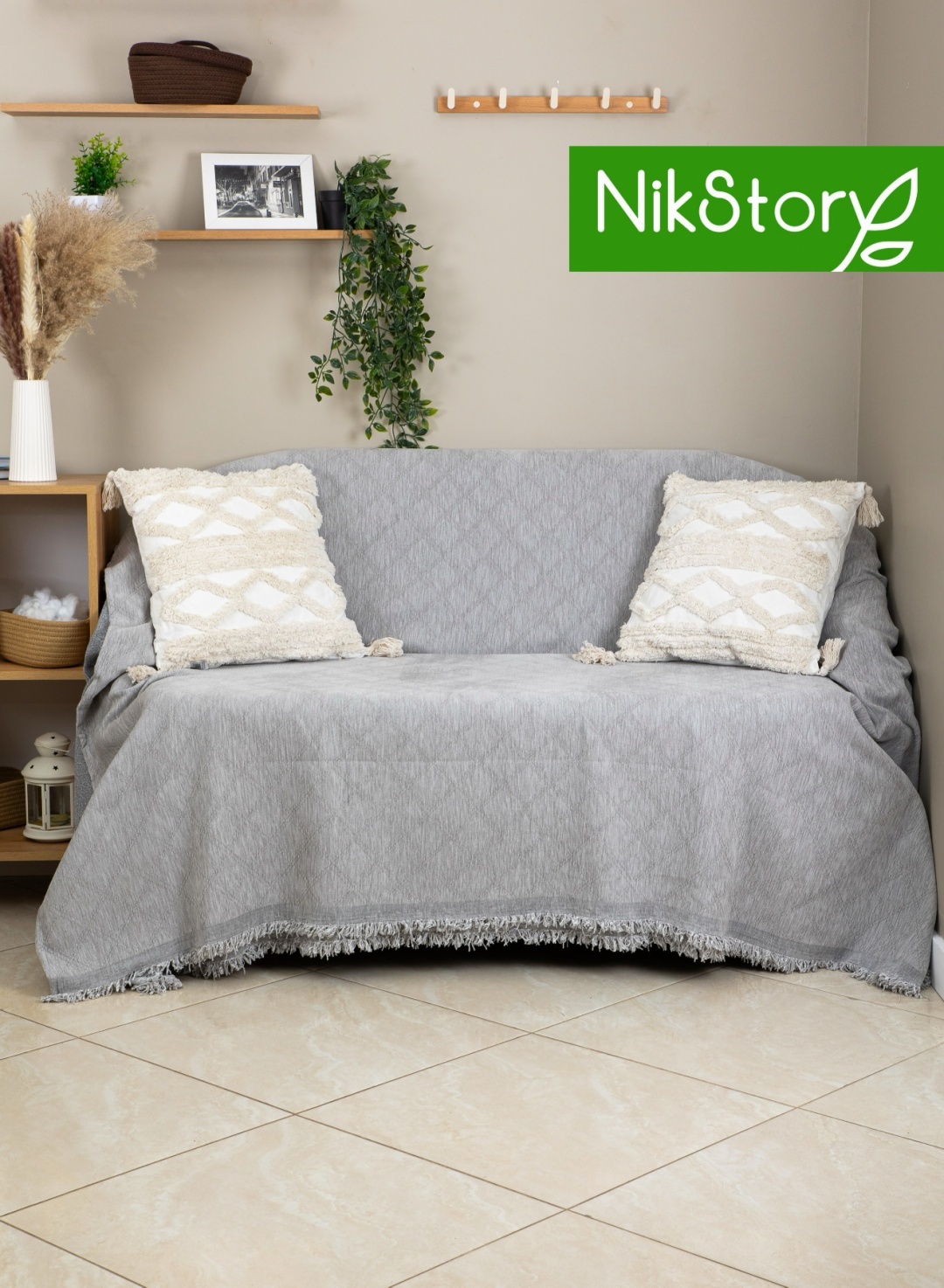 NikStory дивандек для дивана Кубик серый 180x220 см