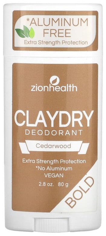 Zion Health ClayDry, дезодорант, жирный, кедр, 80 г (2,8 унции) дезодорант для женщин 80 г