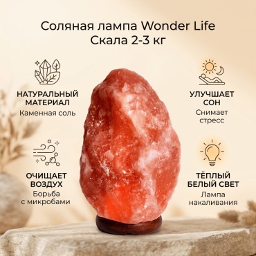 Wonder Life соляная лампа настольный Скала 2-3 кг, теплый белый
