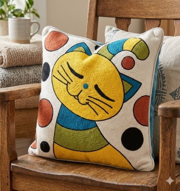 Подушка декоративная Decoromania 45x45 см, Вышивка пикассо